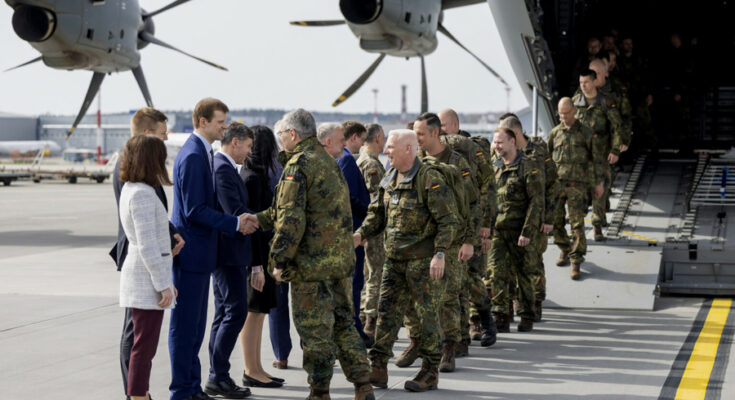 Ankunft des Vorkommandos der Panzerbrigade 45 in Litauen im vergangenen Jahr. Foto: Litauisches Verteidigungsministerium