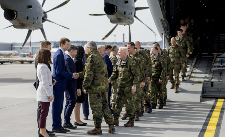 Ankunft des Vorkommandos der Panzerbrigade 45 in Litauen im vergangenen Jahr. Foto: Litauisches Verteidigungsministerium